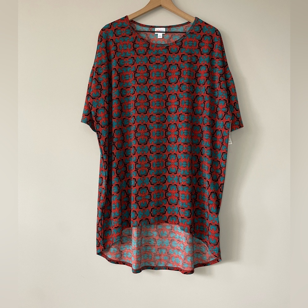 Lularoe NWT Irma Aztec print boxy oversized high low tunic top large